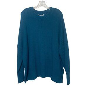 Fashpplar Ribbed Knit Sweater Womens Large Blue New